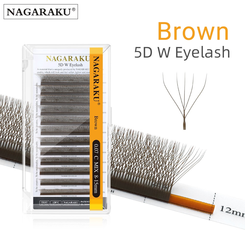NAGARAKU Marrom W Forma 5D Extensões De Cílios Natural Denso Fofo Trevo Postiços