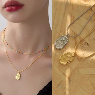 Colar de tulipa retrô brilhante em relevo, Material de aço inoxidável, à prova de suor, à prova d'água, não desbota, tex em Oferta na Shopee