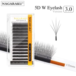 NAGARAKU Novo Estilo 3.0 5D W Forma Grande Pacote Extensão De Cílios Mega Volume Pré-Fabricado Fãs Super Macios Densos C