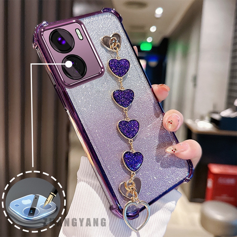 Capa Para Redmi 13C Flash anti-Queda Galvanizada De Telefone Com Pulseira De Coração Fofa TPU Macia De silicone — imagem 2 de 2