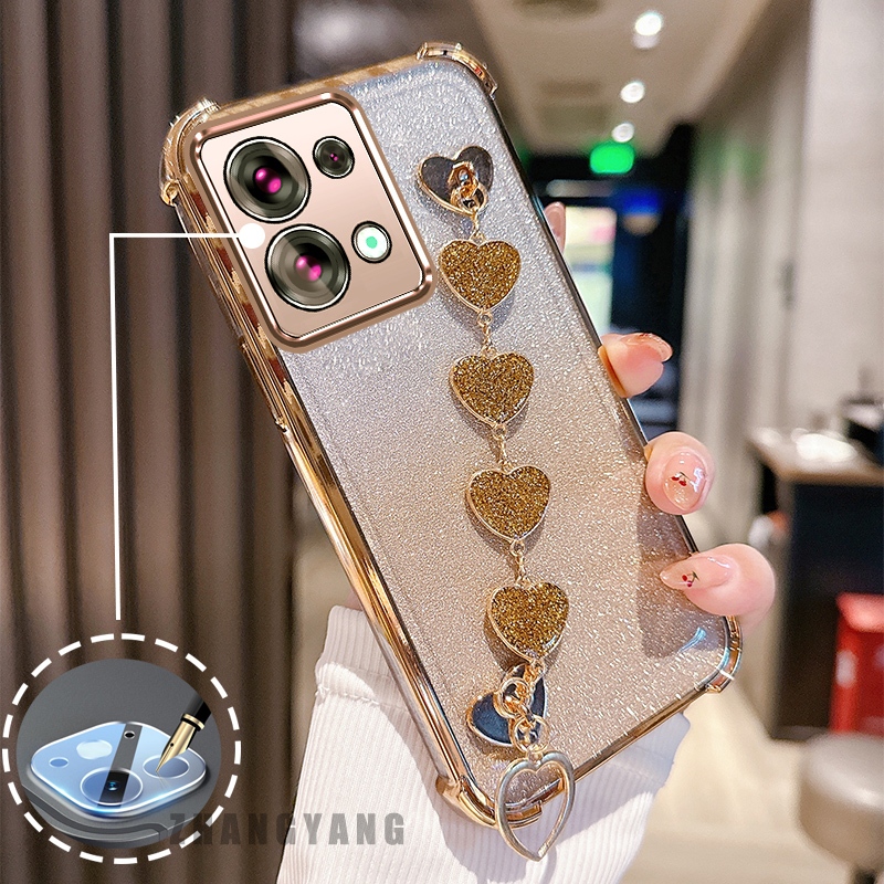 Capa Para Redmi note 13 Pro Flash anti-Queda Galvanizada De Telefone Com Pulseira De Coração Fofa TPU Macia De silicone em Oferta na Shopee