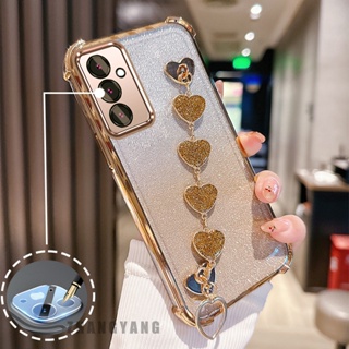 Capa Para Samsung A05s Flash anti Queda Galvanizado Caso De Telefone Com Pulseira De Coração Bonito TPU silicone Macio em Oferta na Shopee