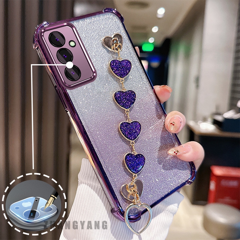 Capa Para Samsung A15 5G A25 5G Flash anti Queda Galvanizado Caso De Telefone Com Pulseira De Coração Bonito TPU silicon — imagem 2 de 2