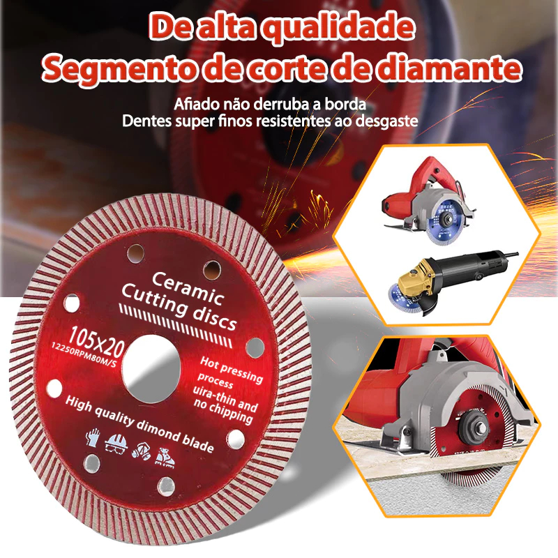 Detalhes do Kit3 Disco de Corte Diamantado Porcelanato 115 mm x 222 mm - 1mm A melhor qualidade Para envio imediato