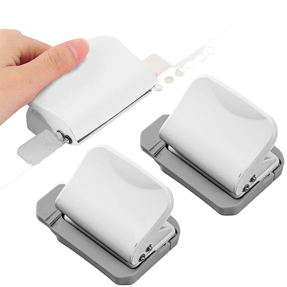 Perfurador de 6 furos de 2 pces, perfurador de corte de papel, perfurador redondo de Metal portátil branco