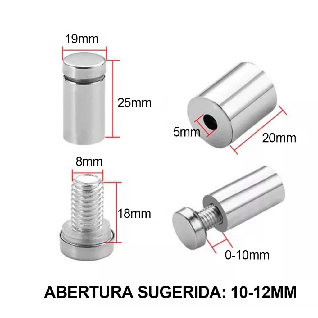 20 x Prolongador Espaçador Suporte Para Vidro 1.9x2.5cm