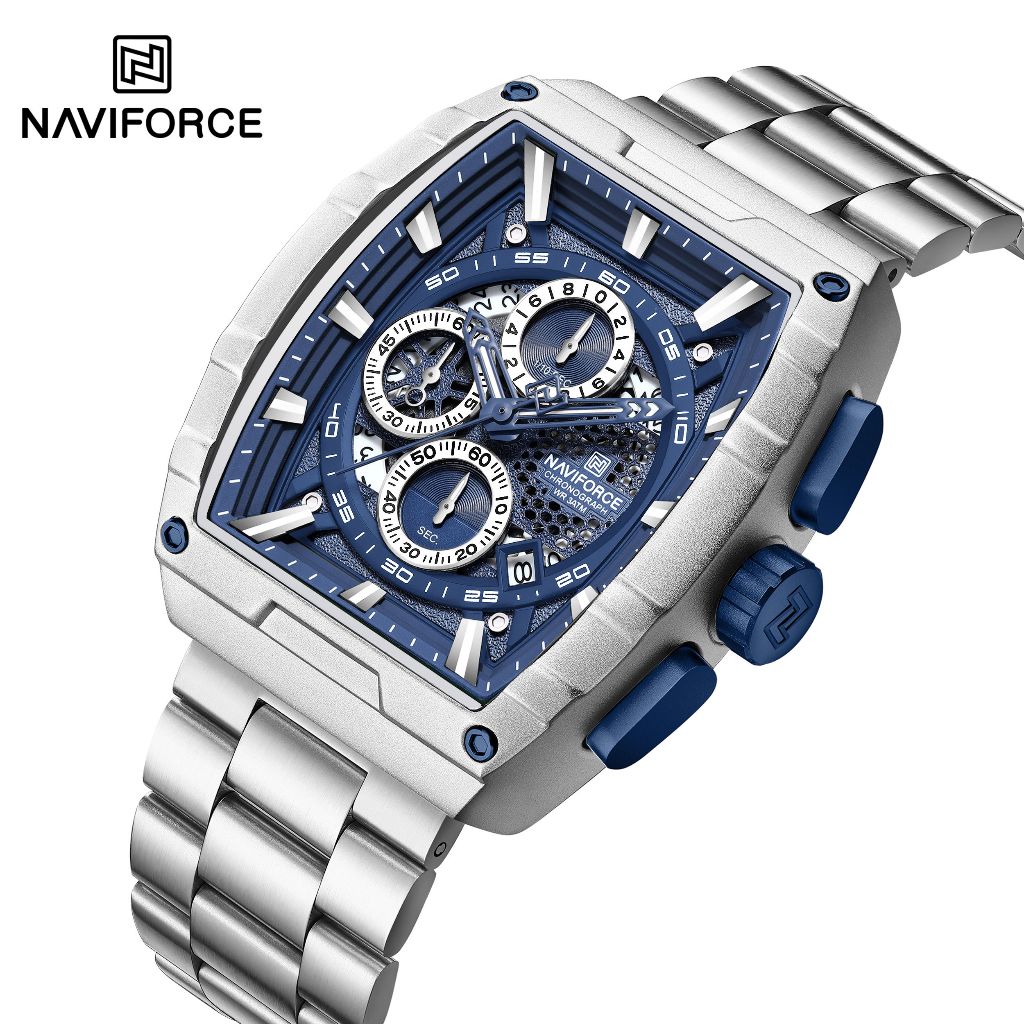NAVIFORCE Relógio Masculino Moda Esporte Militar Aço Inoxidável Quartzo Cronógrafo 8066 em Oferta na Shopee