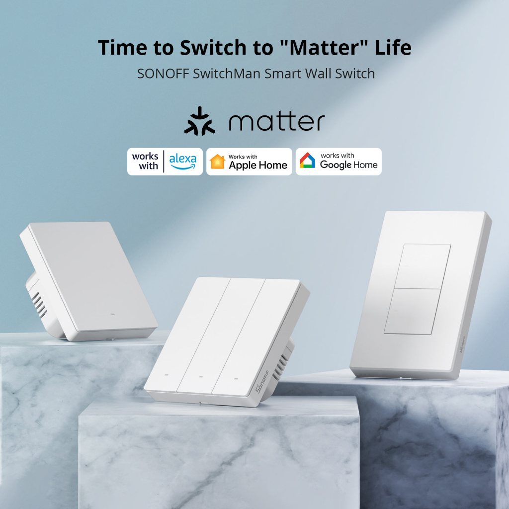 SONOFF M5 Matter 120 White SwitchMan Interruptor De Parede Inteligente Botão De Pressão Mecânica Smart Home Controller Trabalho Com Alexa Google Assistant em Oferta na Shopee