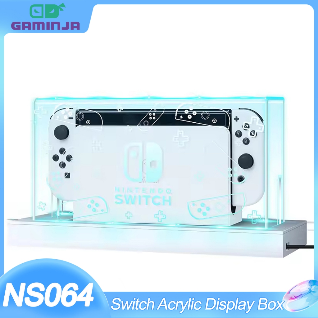 Capa protetora transparente para Nintendo Switch OLED Acrílico Display Caixa Shell RGB Light Base Protetora