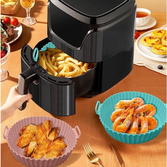 Forma Assadeira De Silicone Para Air Fryer Flexível Lavável Microondas Fritadeira Assadeira