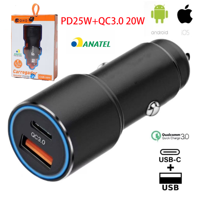 3.0 PD carregador de carro 20W USB Ultra rápido carregador 45W adaptador carregador carro Turbo