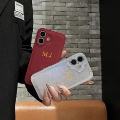Luxo Personalizado Letra Inicial Couro Caso Macio Para iPhone 17 16 15 14 12 11 13 Pro Max 15 16 Plus Capa Personalizada