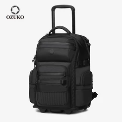 OZUKO Trolley Bag 2 Rodas Grande Capacidade Multi-Bolsos Mochila Impermeável Bagagem De Viagem De Negócios