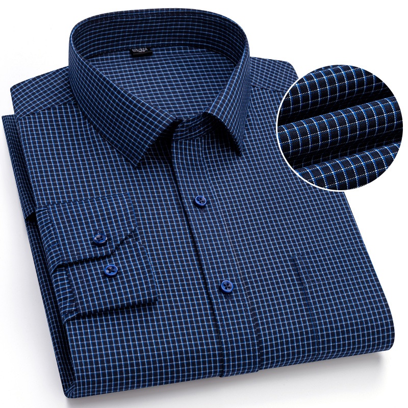 Camisa Masculina Casual Inteligente De Manga Comprida Plus Size Algodão Xadrez Estilo Koren