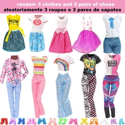[Estilo Aleatório] 6 Peças De Roupas De Boneca Para De 11.5 Polegadas Com 3 E 3 Sapatos