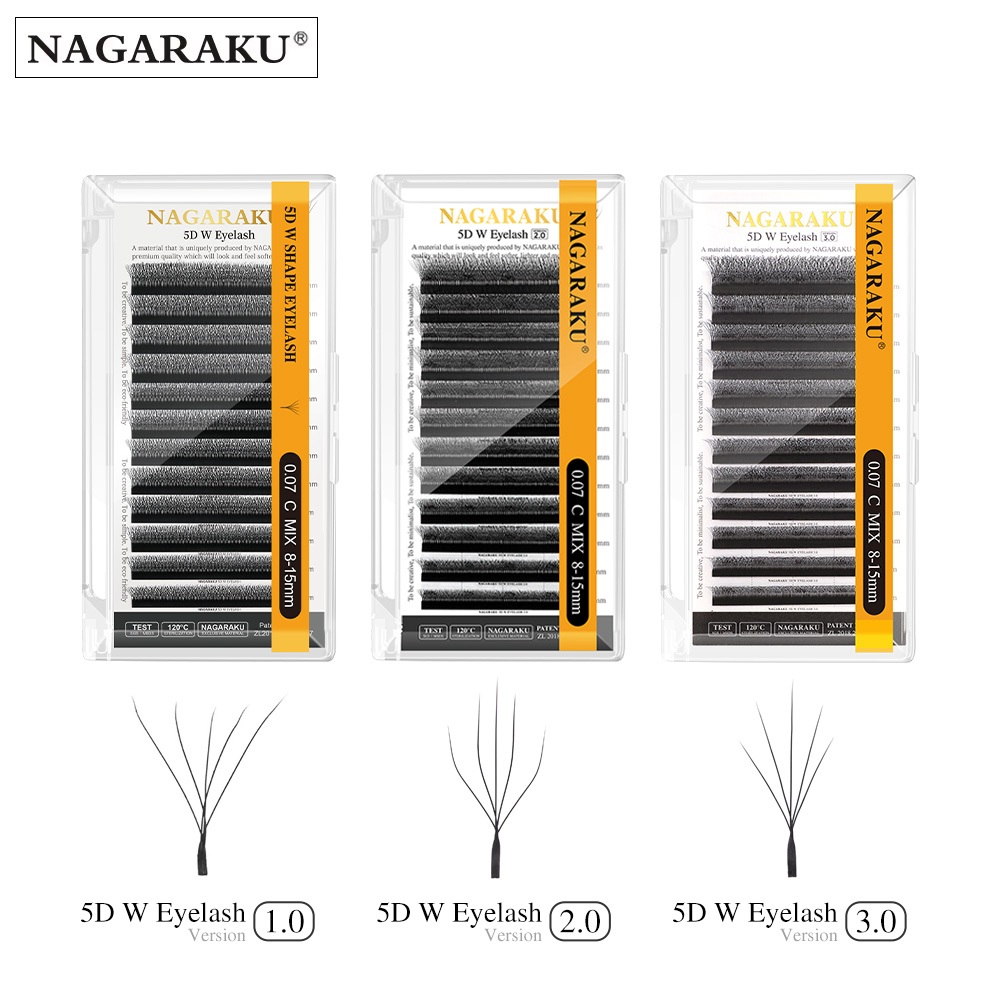 NAGARAKU 5D W Forma Grande Pacote De Cílios Extensão Mega Volume Premados Fãs Super Macios Densos Cheios em Oferta na Shopee