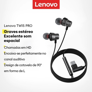 Lenovo TW15 PRO Fones De Ouvido Com Fio HD Qualidade De Som Longa Vida Confortável De Usar Leve E Portátil em Oferta na Shopee