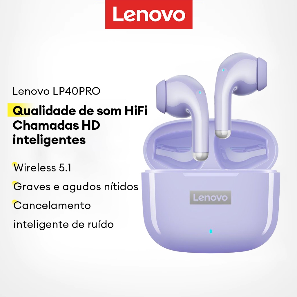 Lenovo LP40 Pro Fones De Ouvido Bluetooth Com Redução De Ruído Esportivo Sem Fio Controle De  Para Jogos De Baixa Latênc - Audio
