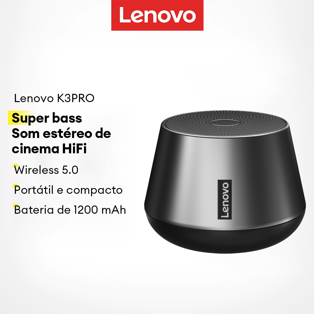 Lenovo K3 PRO Alto-Falante Bluetooth HIFI Som Estéreo HD Portátil À Prova D'água 5.0 em Oferta na Shopee