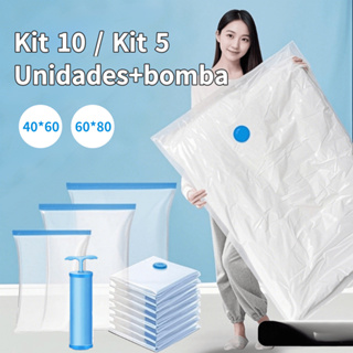 10/5/3 pcs 40*60 60*80 Saco a Vácuo + Bomba Manual Organização de Roupas Mala Viagem Guarda Roupas em Oferta na Shopee