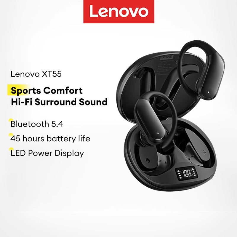 Lenovo XT55 Fones De Ouvido Sem Fio Bluetooth Motion Comfort Surround Sound LED Power Display