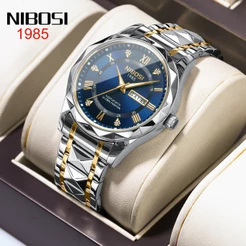 NIBOSI Relógio De Pulso Masculino Quartzo Aço Inoxidável Multifuncional Moda Relógios Esportivos Luminosos Com Calendário Cronógrafo
