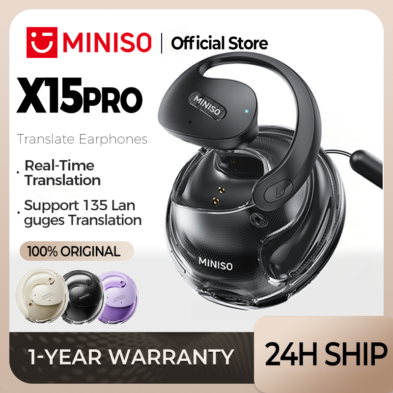 MINISO X15 Pro Fones De Ouvido AI Smart Tradução Em Tempo Real Sem Fio Bluetooth 5.4 Com Empresariais Microfone À Prova