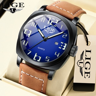 LIGE Moda Relógio Original Masculino Couro À Prova D'água Luminoso Esportes Quartzo Cronógrafo Relógios em Oferta na Shopee