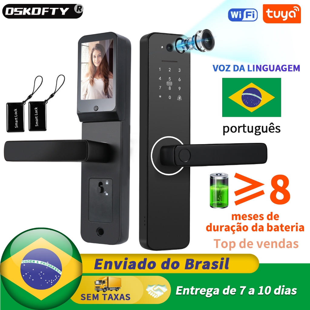 Do Brasil tuya wifi fechadura eletrônica digital com câmera fechaduras de impressão digita...