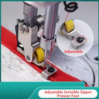 Calcador De Zíper Invisível Ajustável , Aço Inoxidável E Plástico , Adequado Para Máquinas De Costura Industriais em Oferta na Shopee
