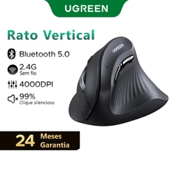 Rato Vertical UGREEN Ergonômico 4000DPI Sem Fio Silent Click Mouse Para PC Portátil Windows Mac OS
