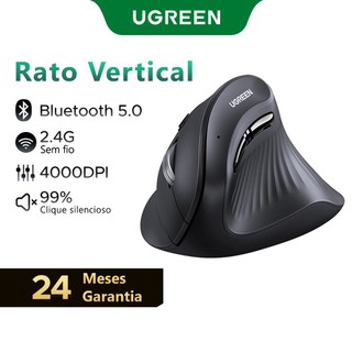 Mouse vertical UGREEN sem fio, 4.000 DPI e clique silencioso
