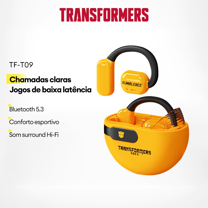 Transformers TF-T09 Fone de ouvido Bluetooth Ajuste aberto Ajuste confortável Preferido para esporte