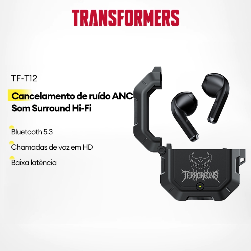 Transformers TF-T12 Fone de ouvido sem fio Cancelamento inteligente de ruído para jogos