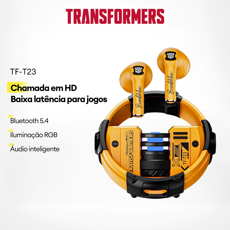 Transformers TF-T23 Fones De Ouvido Bluetooth Sem Fio Jogos sem latência Iluminação RGB