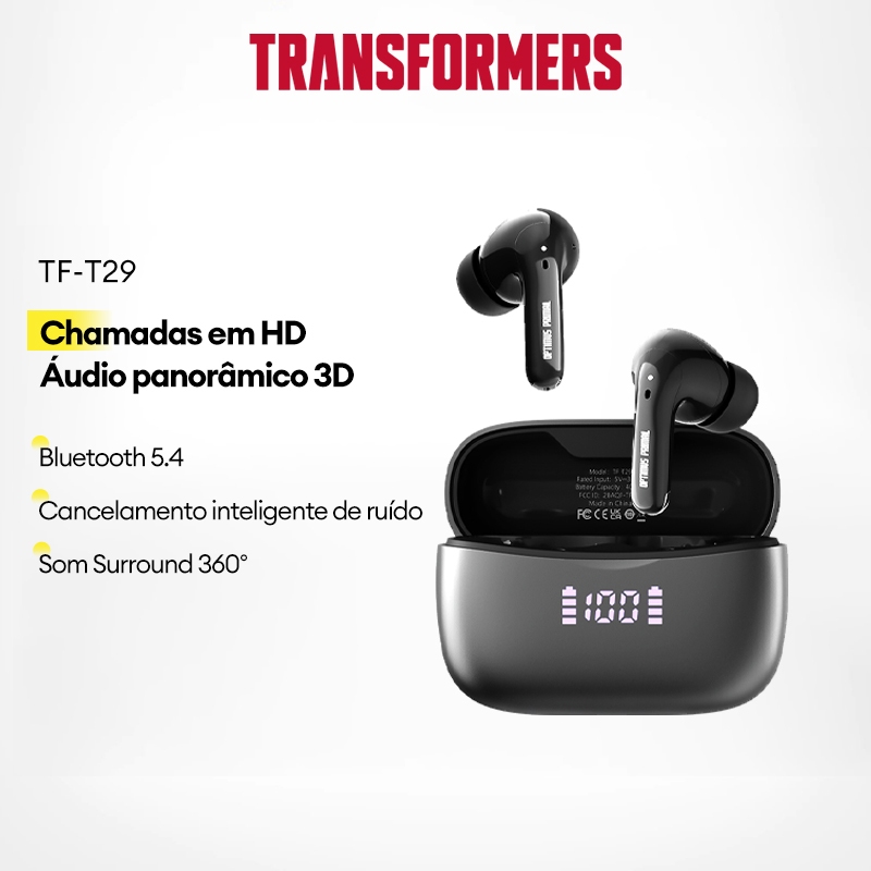Transformers TF-T29 Fone De Ouvido Bluetooth Cancelamento inteligente de ruído Som sem atraso em Oferta na Shopee