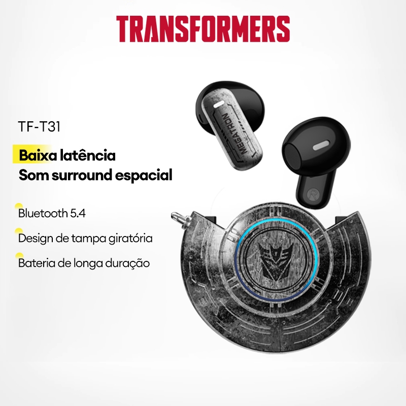 Transformers TF-T31 Fones de ouvido sem fio Controle de toque do fone de ouvido Tempo de uso extra longo em Oferta na Shopee