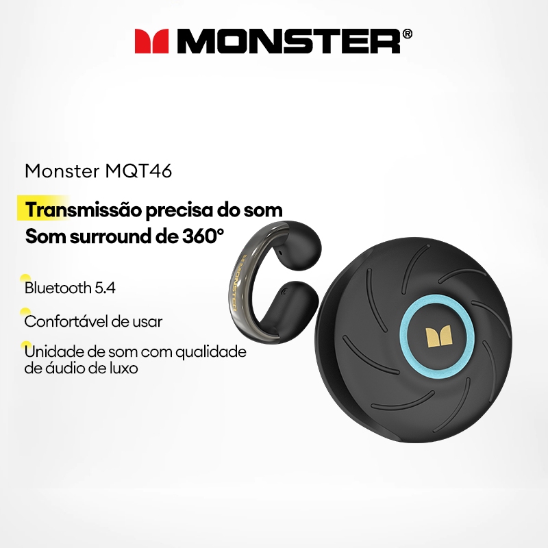 Monster MQT46 Fone De Ouvido Bluetooth Esportivo Sem Queda De Qualidade De Som Nítida em Oferta na Shopee