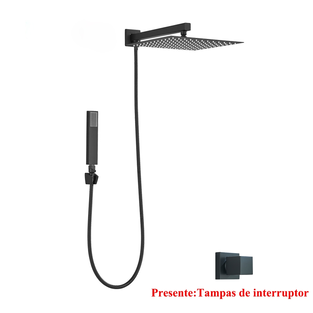 Material Inoxidável Chuveiro Ducha Quadrada C/ Chuveirinho Luxo E Desviador Kit completo em Oferta na Shopee