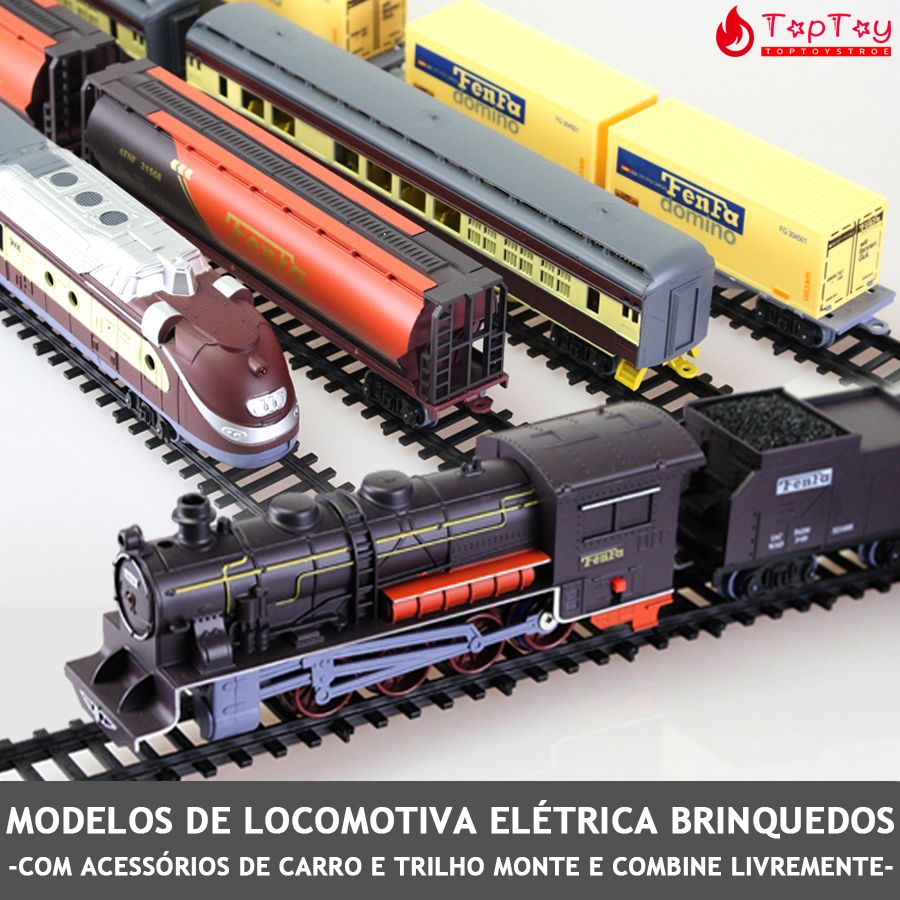 Conjunto de Locomotiva Elétrica com Trilhos Acessórios Vagões Estação Árvores Modelo Brinquedos Educativo Presente Natal em Oferta na Shopee