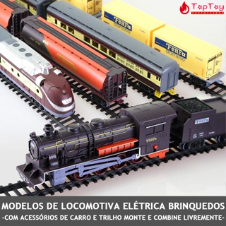 Conjunto de Locomotiva Elétrica com Trilhos Acessórios Vagões Estação Árvores Modelo Brinquedos Educativo Presente Natal em Oferta na Shopee