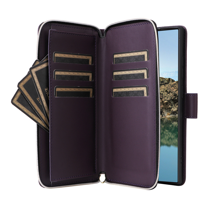 Detalhes do Capa De Luxo Para Samsung Galaxy S25 Ultra S24 FE S23 S22 Plus S23 S24 S25 S22 Carteira Com Zíper Cartão De Couro Flip S
