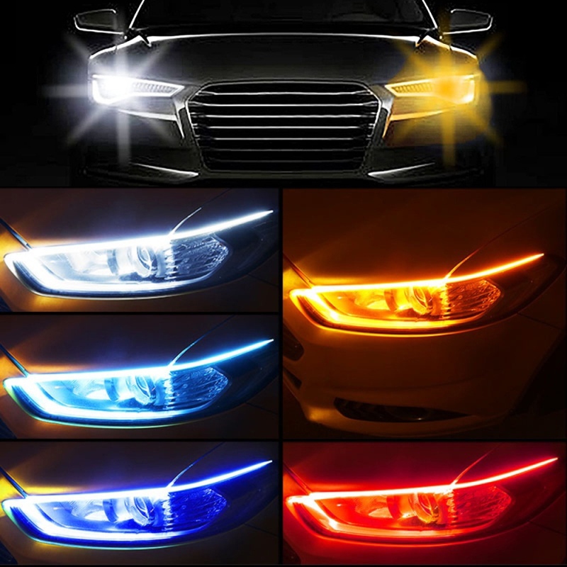 Automóvel Branco Sinal De Volta Luzes Fluxo Amarelo 12V LED DRL Carro Luz Circulação Diurna Flexível À Prova Dwaterproof