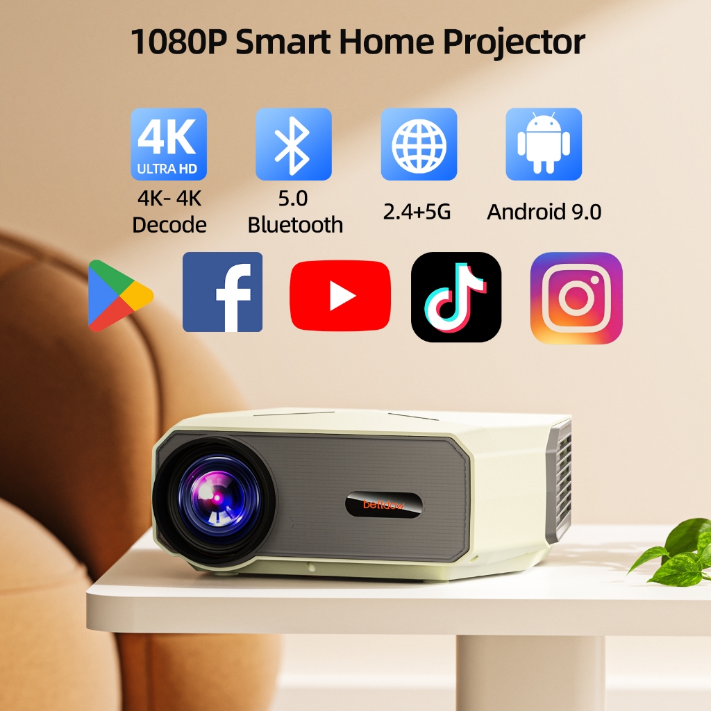 BETTDOW 15500LM Mini Projetor WiFi 8k Full HD 1080p Suporte Para Smartphones Android E - detalhe