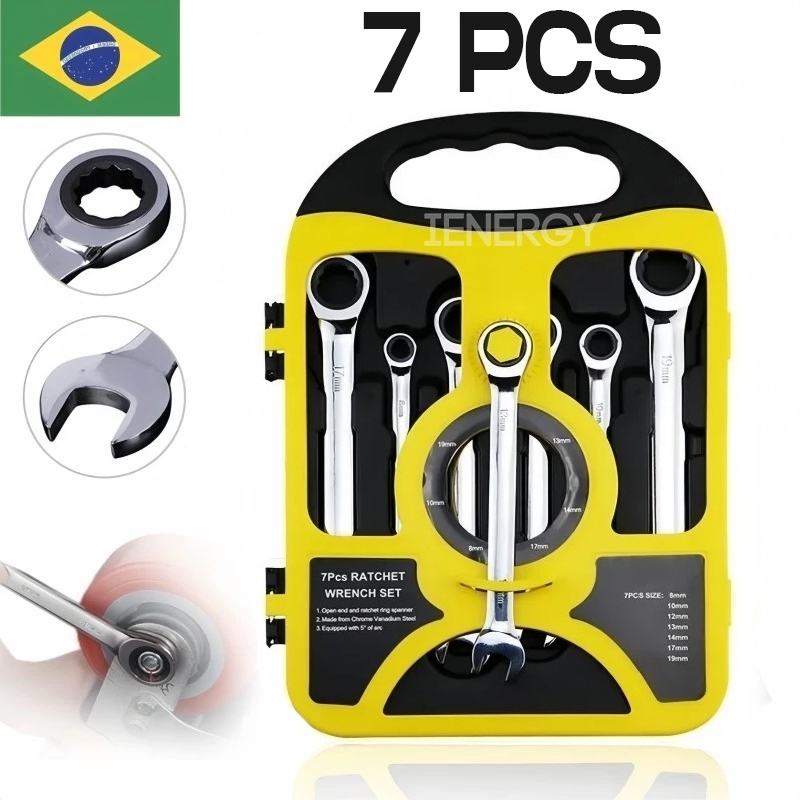 Kit 7 Peças Chave Ferramenta Combinada Catraca Boca Profissional, Entrega rápida em Oferta na Shopee