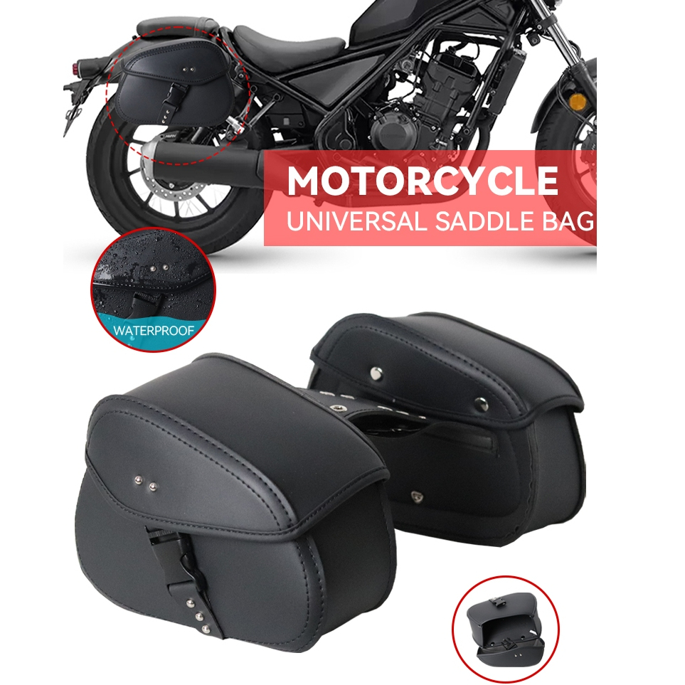 Alforjes Universais Para Motocicleta , À Prova D'água , Couro PU , Ferramenta Lateral , Bolsa De Armazenamento De Bagage