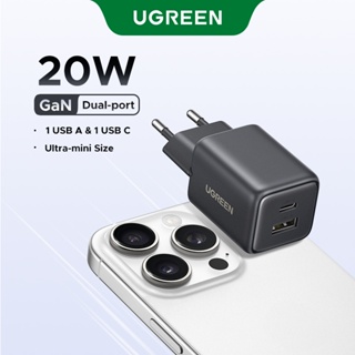 UGREEN Nexodeugreen 20W USB-C/A Carregador De 2 Portas Nexode GaN Rápido Adaptador De Alimentação Para iPhone 16 Pro Max em Oferta na Shopee