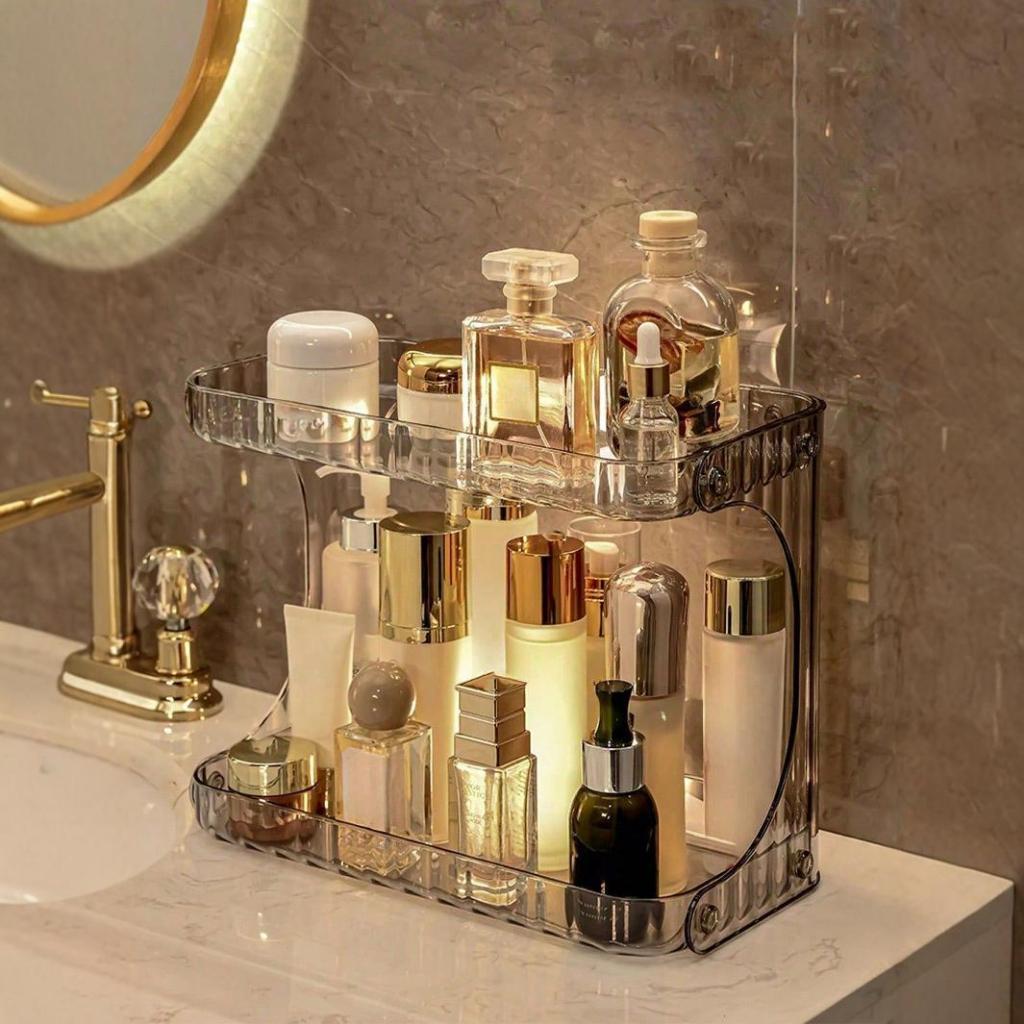 Linha Acrílica Da Beleza Composição Porta Do Diamante Prateleira Organizador Dupla Camada