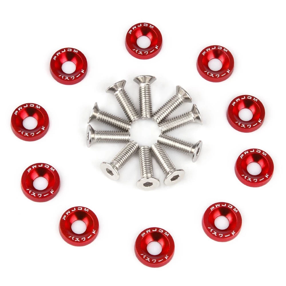 Fender 10Pcs/Pack M6 Arruelas de Alumínio Estilo JDM para Honda Civic Integra Parafuso de Pára-Lamas