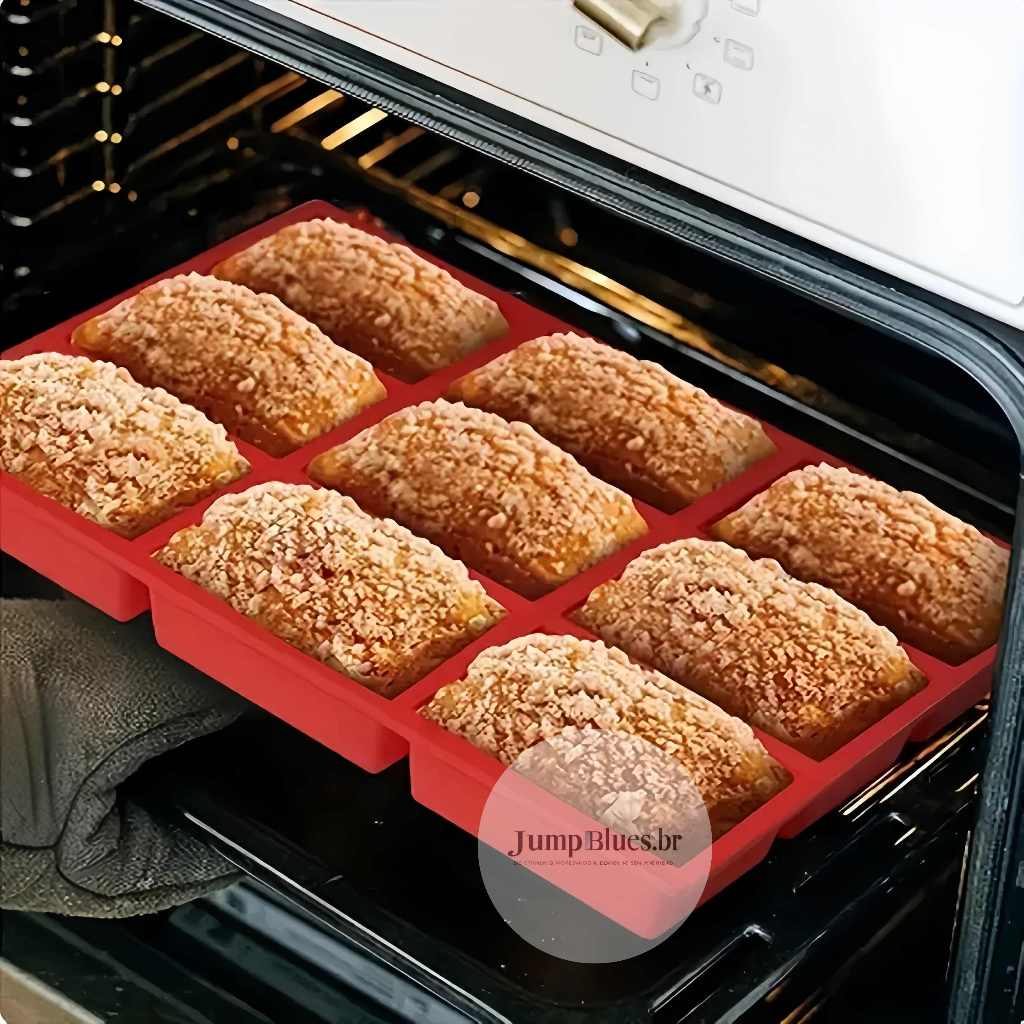 Molde retangular de Silicone para fazer bolos, biscoitos e Chocolate, com 9 furos ou molde de rosca em Oferta na Shopee